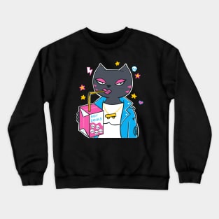 Skater Cat Girl Drinking Boy Souls Crewneck Sweatshirt